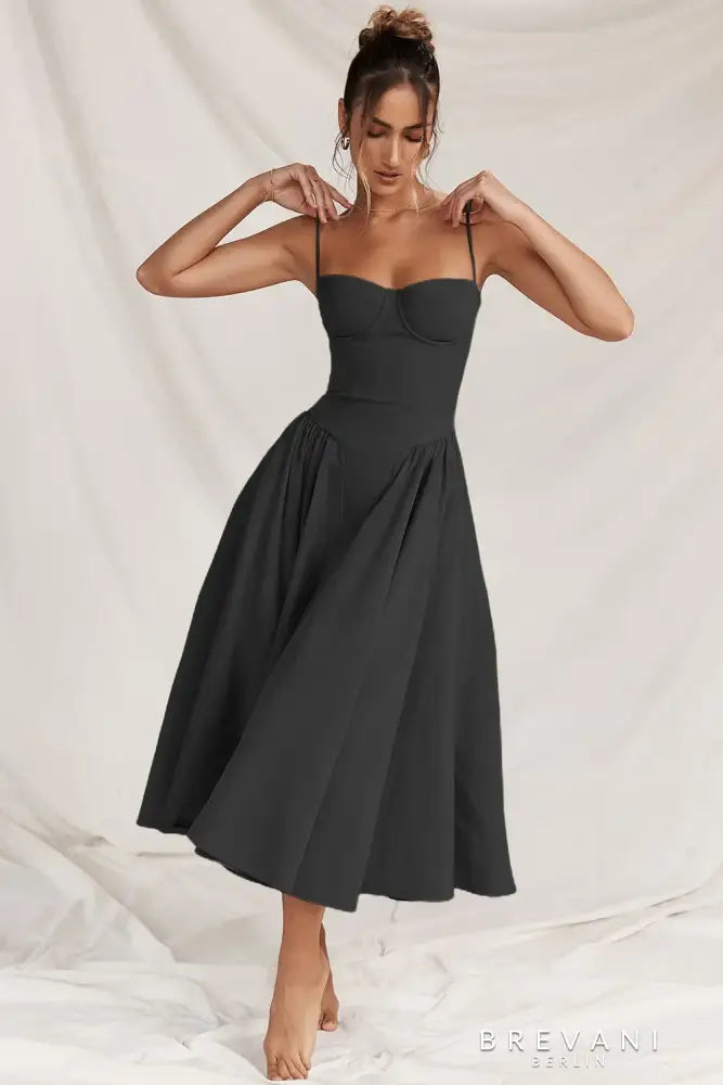 Eva™ - Sleeveless Corset Midi Dress