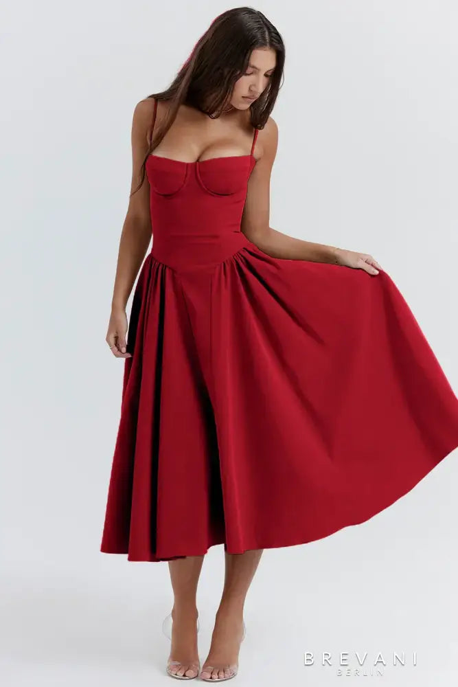 Eva™ - Sleeveless Corset Midi Dress