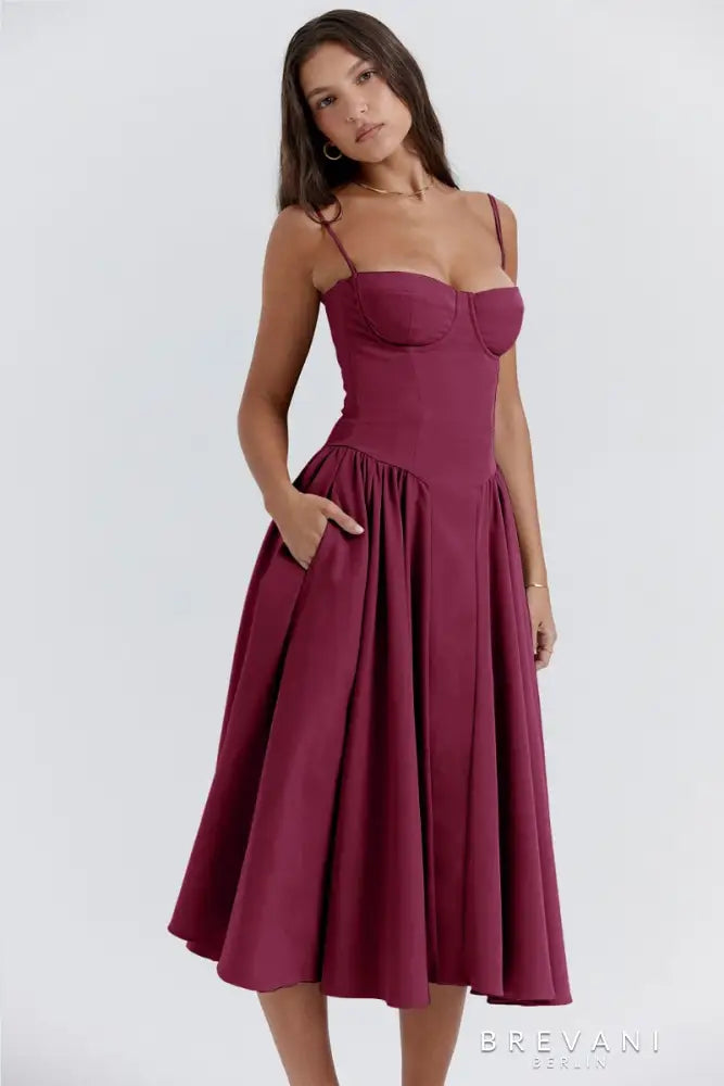 Eva™ - Sleeveless Corset Midi Dress