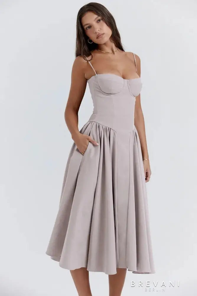 Eva™ - Sleeveless Corset Midi Dress