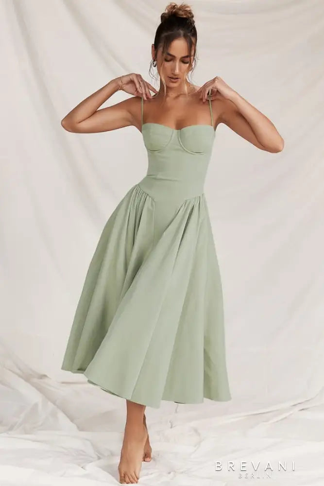 Eva™ - Sleeveless Corset Midi Dress