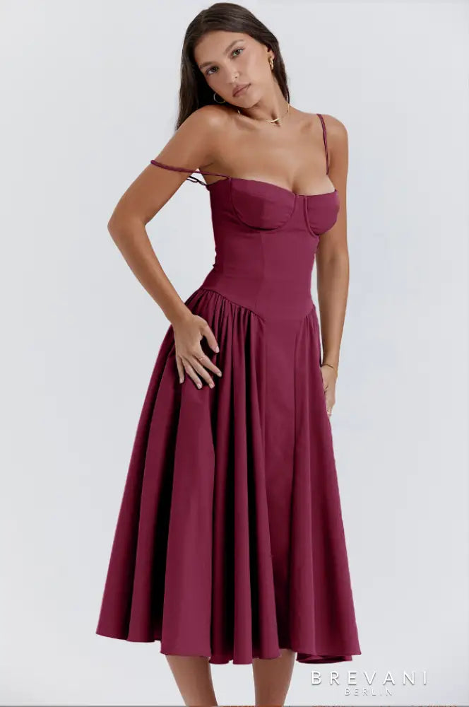 Eva™ - Sleeveless Corset Midi Dress